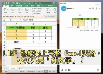 LINE顯示Excel表格