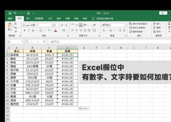 2步驟解決Excel欄位中有數字、文字加總問題